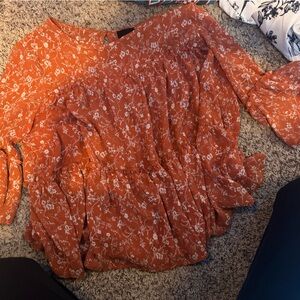 Lumiere Orange Floral Women's Top